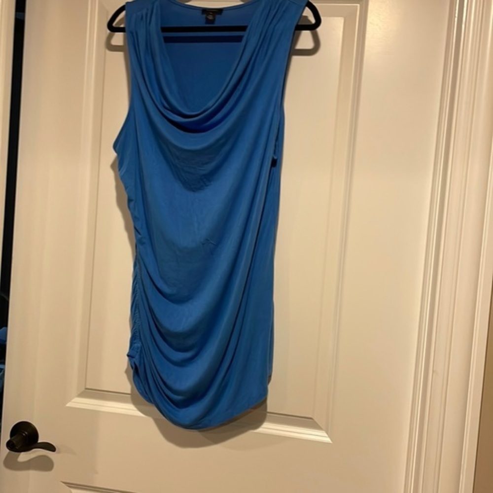 Halogen women’s blue ruched tunic length blouse 1X​
